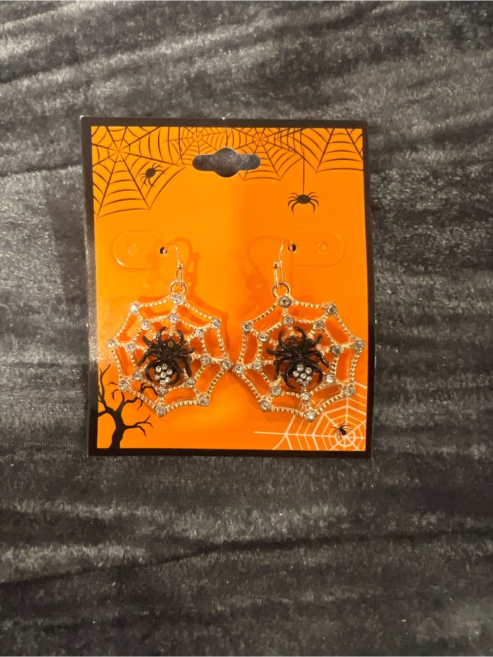 Silver Spider Web Dangle Earrings - Halloween Jewelry